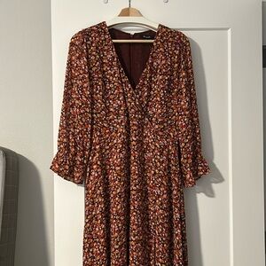 NWT Madewell Midi-length dress, faux wrap, size 12